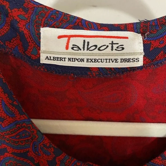 Talbots Red and Black Sheath Dress Long Sleeve - Picture 3 of 4